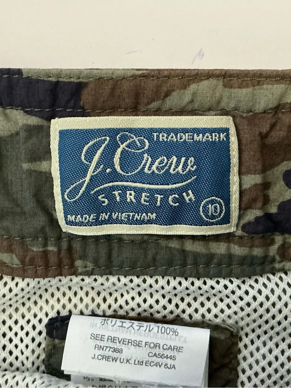 J.Crew Boys Size 10 Camouflage Board Shorts with Orange Drawstring